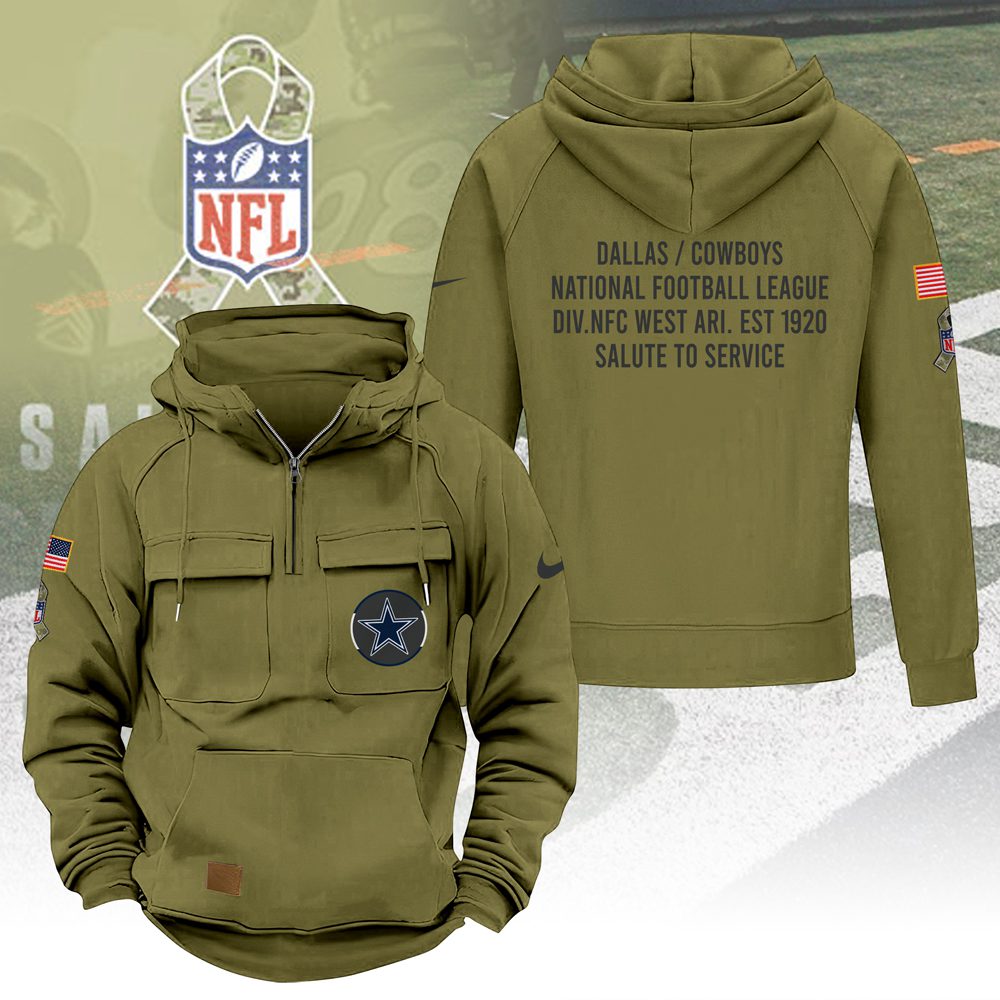 Dallas-Cowboys-2025-Salute-to-Service-Military-Green-Vintage-Quarter-Zip-Hoodie Dallas Cowboys 2025 Salute to Service Military Green Vintage Quarter Zip Hoodie