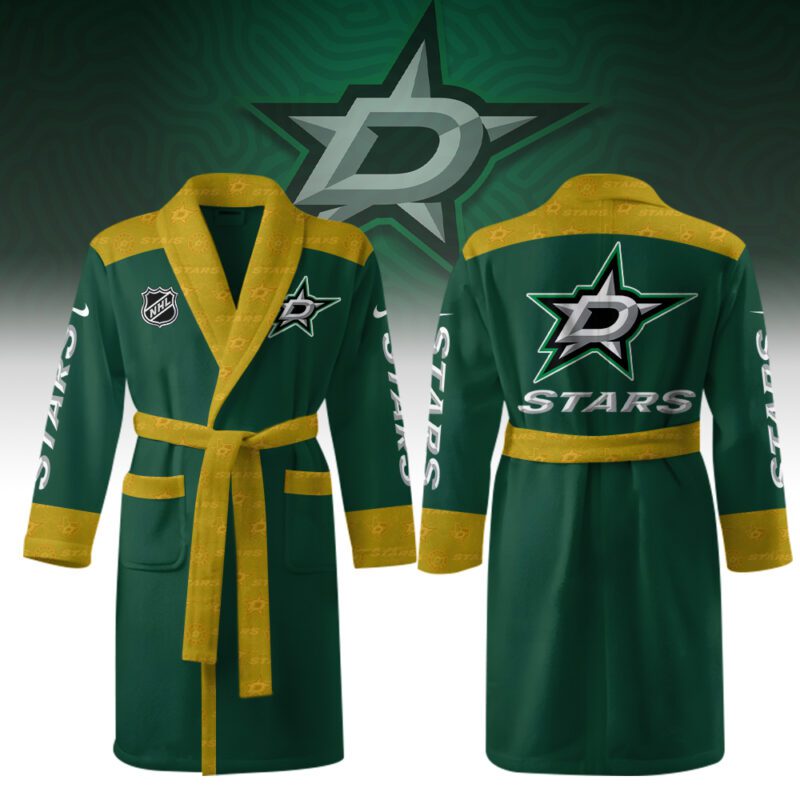 Dallas-Stars-Fleece-Bathrobe-Luxurious-Comfort-Beachrobe-BRP1234 Dallas Stars Fleece Bathrobe Luxurious Comfort Beachrobe BRP1234
