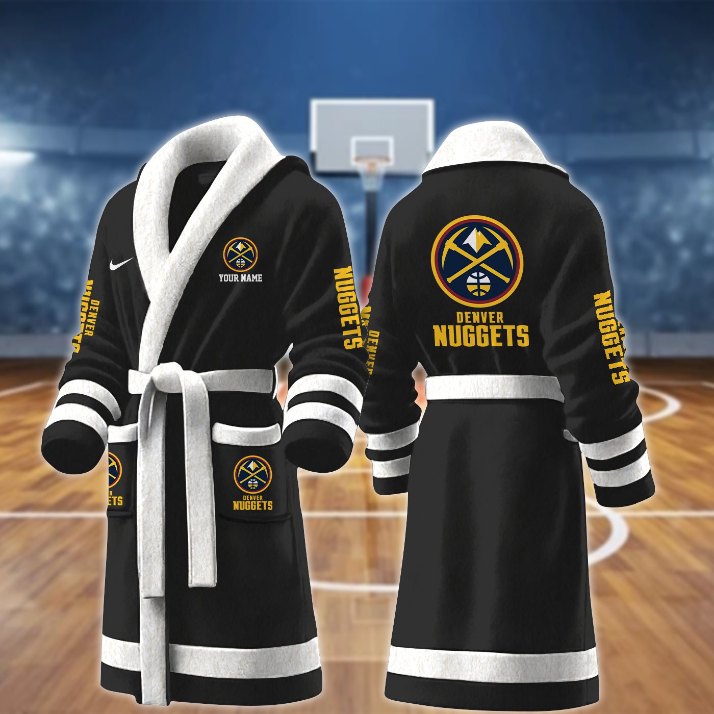 Denver-Nuggets-NBA-Personalized-Fleece-Bathrobe Denver Nuggets NBA Personalized Fleece Bathrobe
