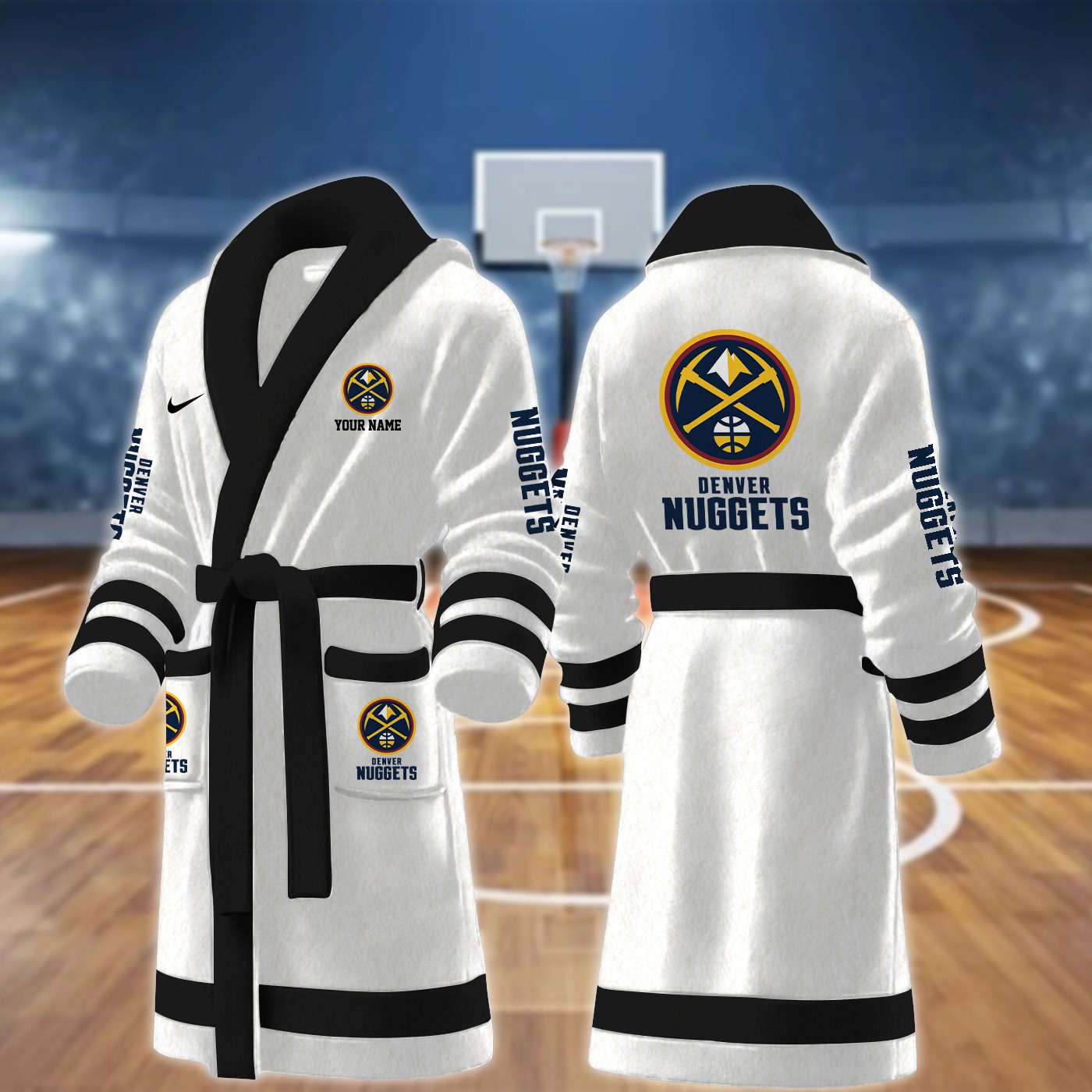 Denver-Nuggets-NBA-Personalized-Fleece-Bathrobe Denver Nuggets NBA Personalized Fleece Bathrobe