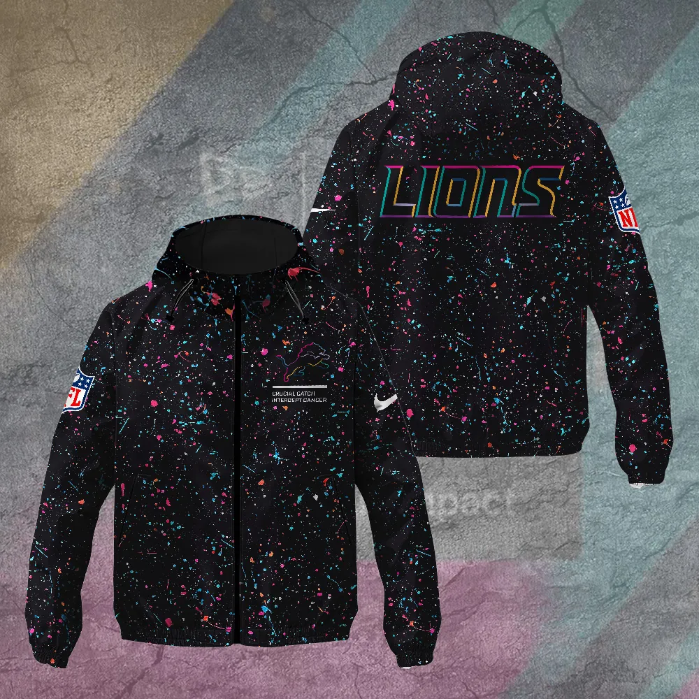 Detroit Lions Crucial Catch 2025 3D Windbreaker Jacket