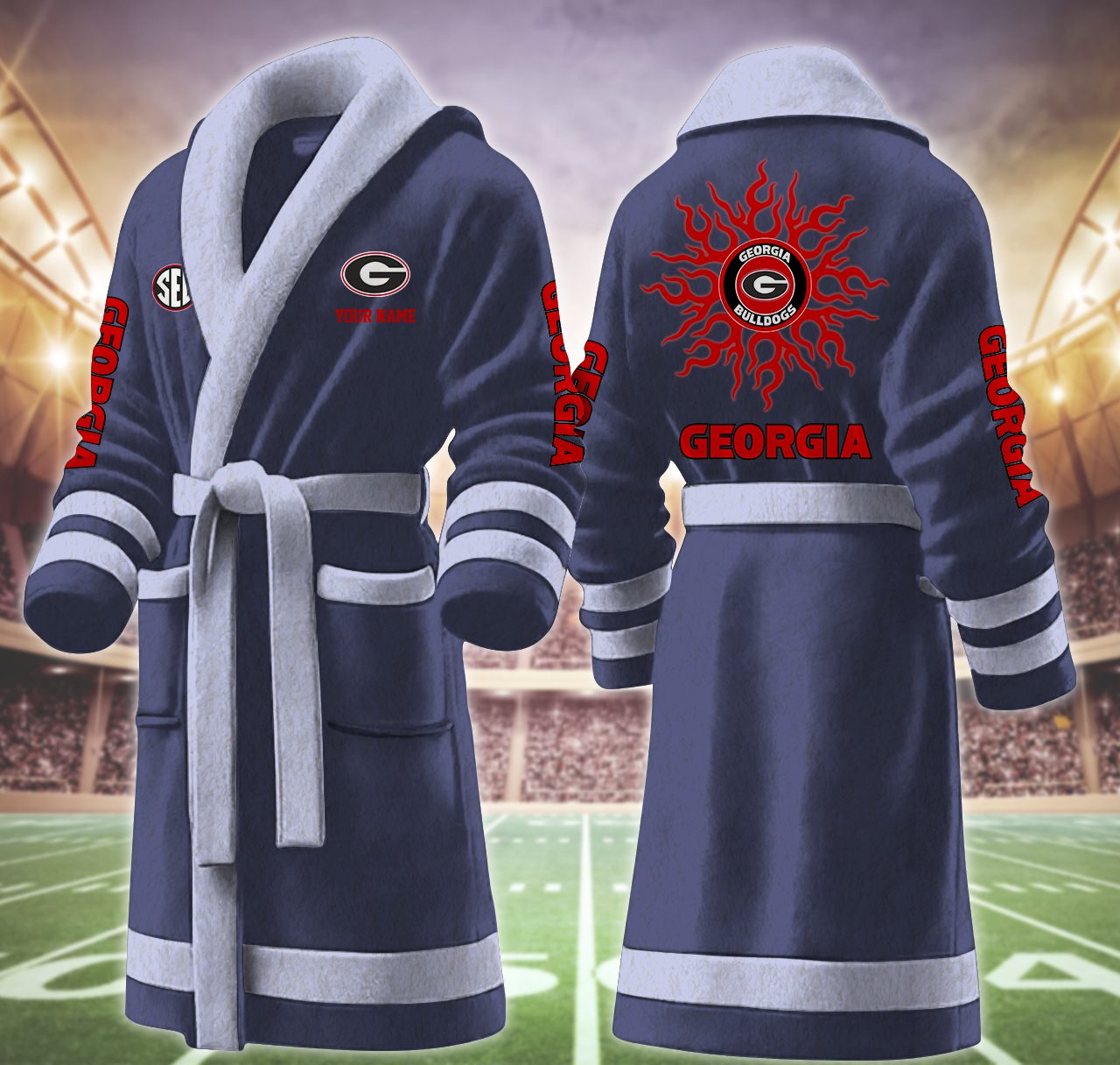 Georgia-Bulldog-NCAA-Personalized-Fleece-Bathrobe Georgia Bulldog NCAA Personalized Fleece Bathrobe
