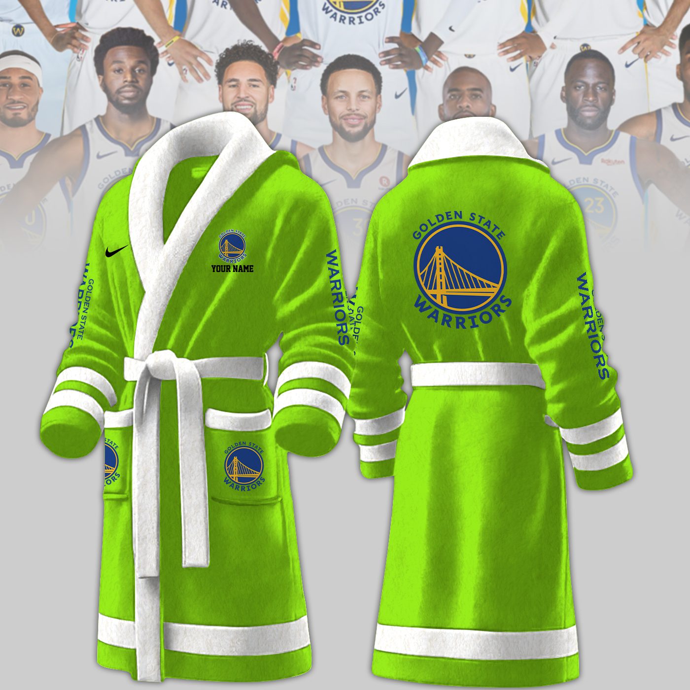 Golden-State-Warriors-NBA-Personalized-Fleece-Bathrobe Golden State Warriors NBA Personalized Fleece Bathrobe