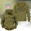 Green Bay Packers 2025 Salute to Service Military Green Vintage Quarter Zip Hoodie