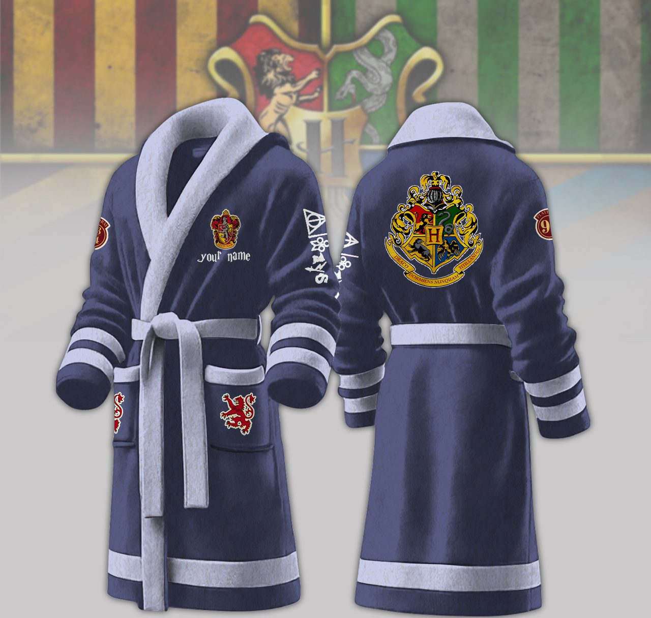Gryffindor-House-Harry-Potter-Personalized-Fleece-Bathrobe Gryffindor House Harry Potter Personalized Fleece Bathrobe