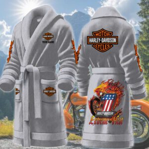 Harley-Davidson Motorcycles Personalized Fleece Bathrobe