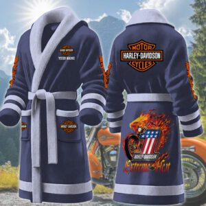 Harley-Davidson Motorcycles Personalized Fleece Bathrobe