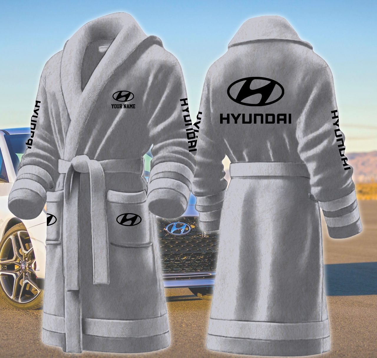 Hyundai-Motocycles-Personalized-Fleece-Bathrobe Hyundai Motocycles Personalized Fleece Bathrobe