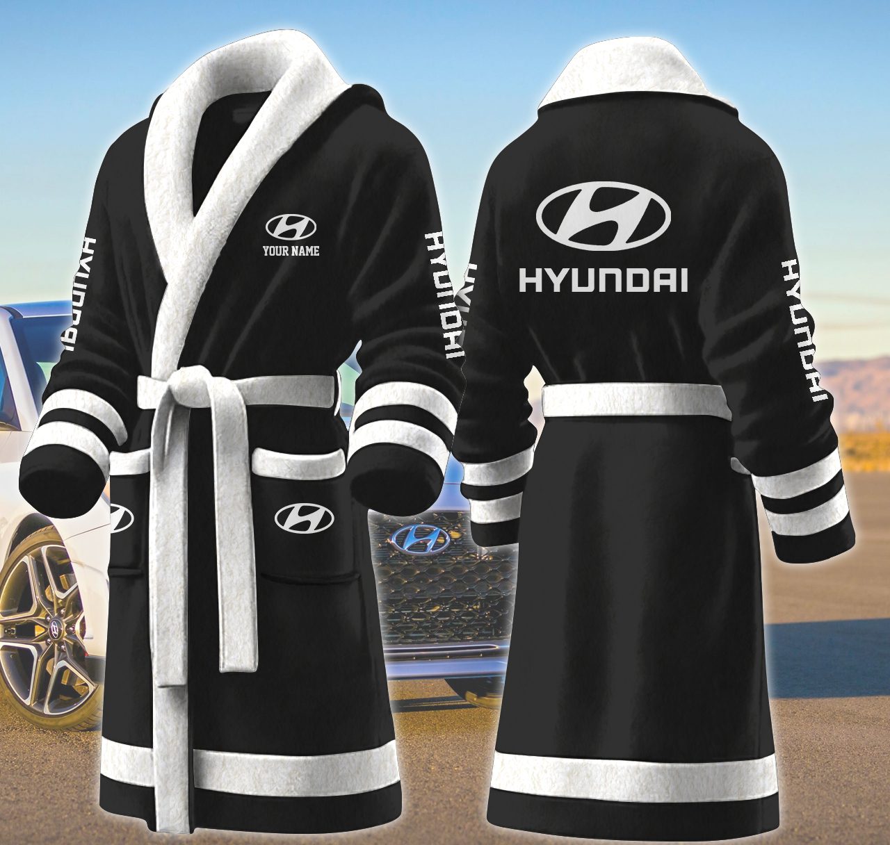 Hyundai-Motocycles-Personalized-Fleece-Bathrobe Hyundai Motocycles Personalized Fleece Bathrobe