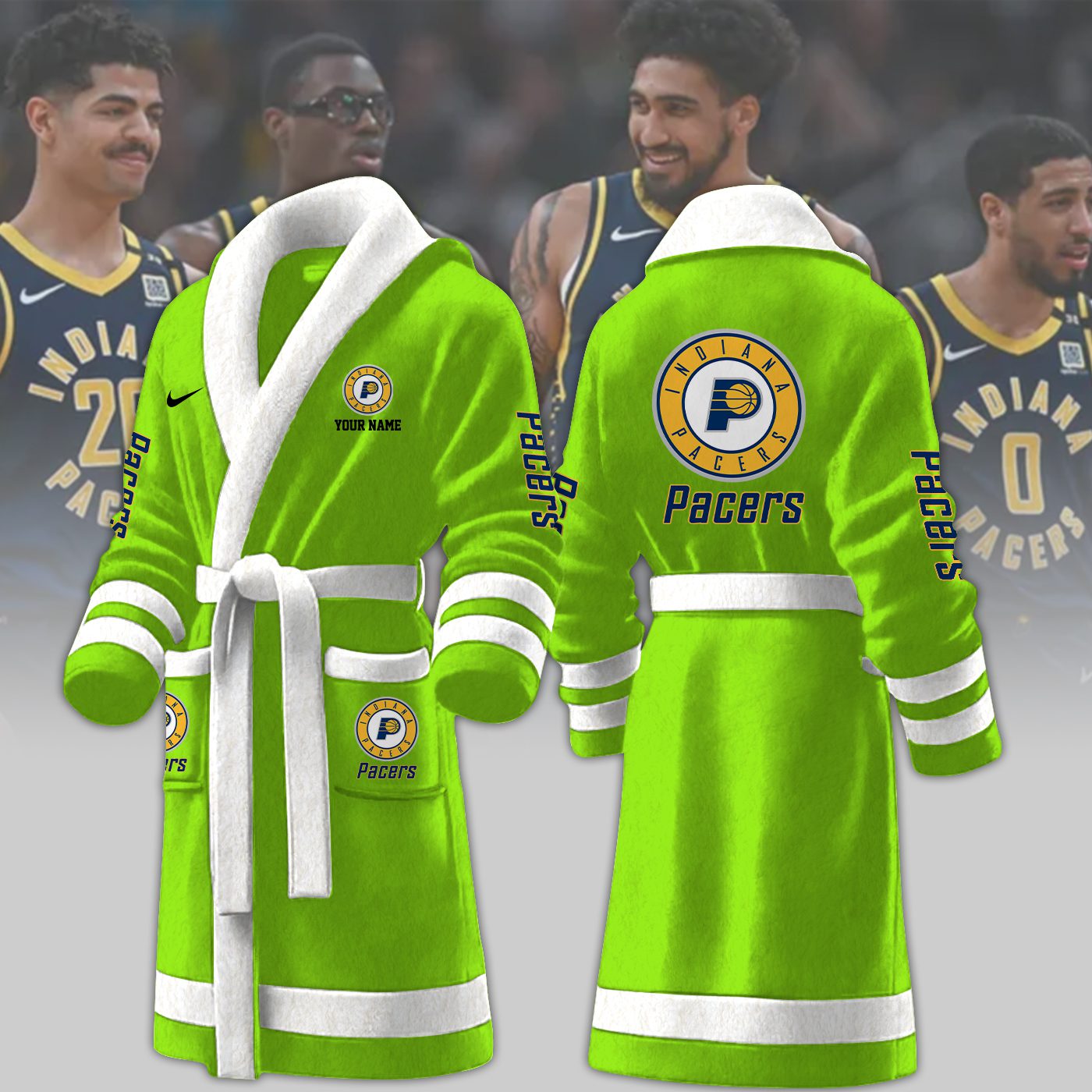 Indiana-Pacers-NBA-Personalized-Fleece-Bathrobe Indiana Pacers NBA Personalized Fleece Bathrobe