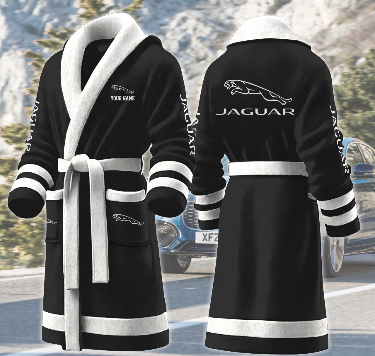 Jaguar-Motocycles-Personalized-Fleece-Bathrobe Jaguar Motocycles Personalized Fleece Bathrobe
