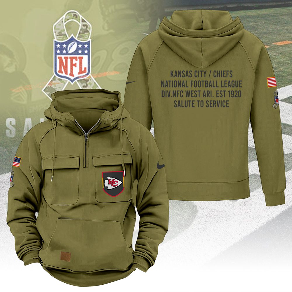 Kansas-City-Chiefs-2025-Salute-to-Service-Military-Green-Vintage-Quarter-Zip-Hoodie Kansas City Chiefs 2025 Salute to Service Military Green Vintage Quarter Zip Hoodie