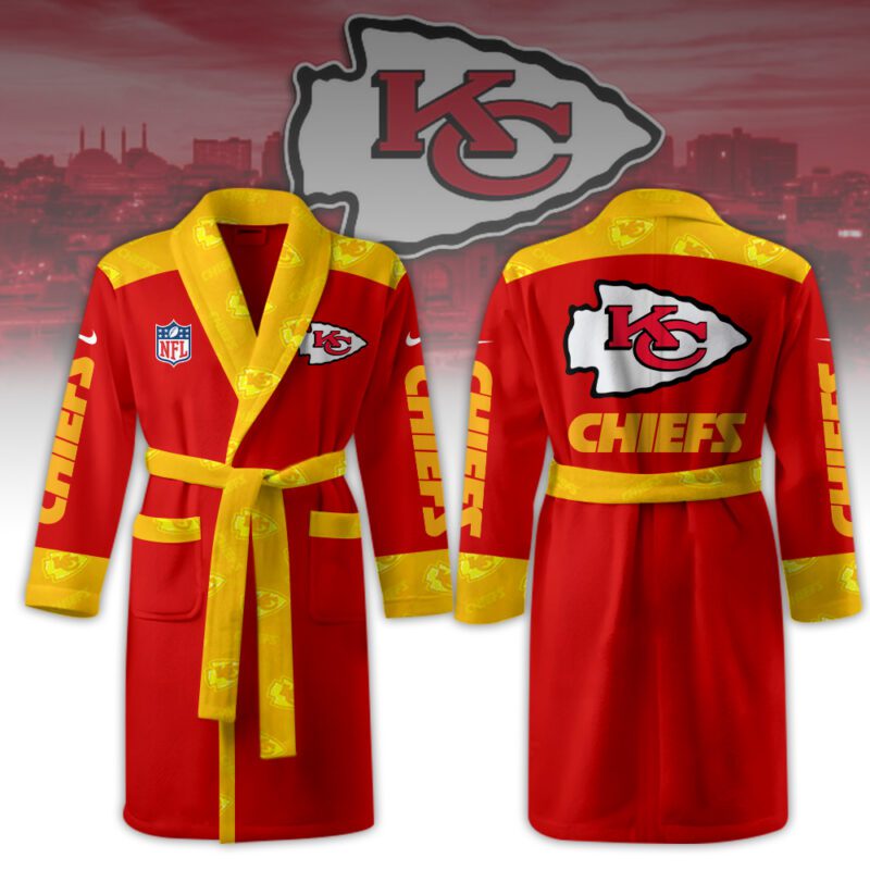 Kansas-City-Chiefs-Fleece-Bathrobe-Luxurious-Comfort-Beachrobe-BRP1330 Kansas City Chiefs Fleece Bathrobe Luxurious Comfort Beachrobe BRP1330