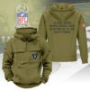 Las Vegas Raiders 2025 Salute to Service Military Green Vintage Quarter Zip Hoodie