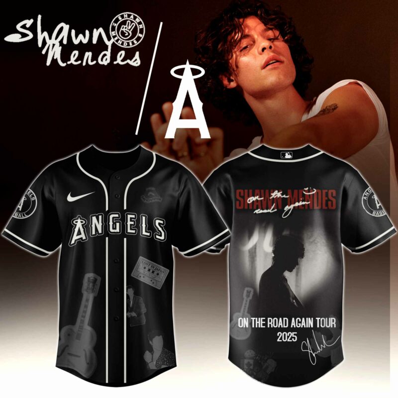 Los-Angeles-Angels-x-Shawn-Mendes-On-The-Road-Again-World-Tour-Baseball-Jersey Los Angeles Angels x Shawn Mendes "On The Road Again World Tour " Baseball Jersey