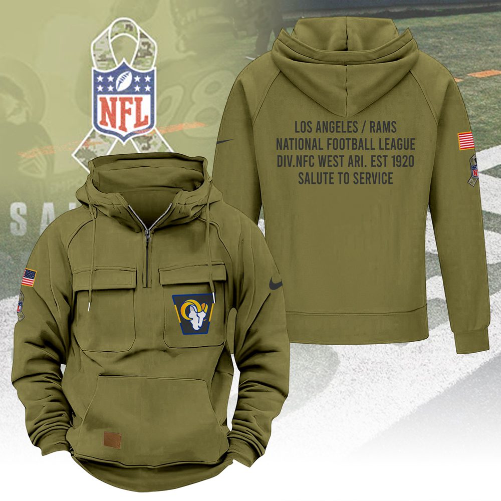 Los-Angeles-Rams-2025-Salute-to-Service-Military-Green-Vintage-Quarter-Zip-Hoodie-1