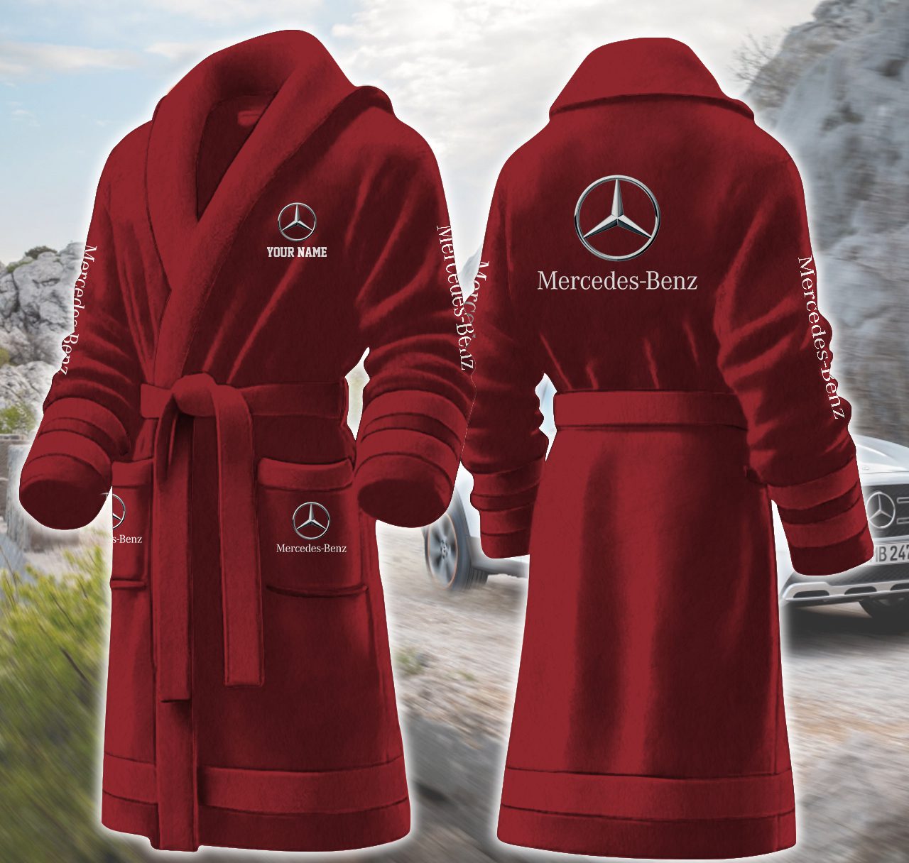 Mercedes-Benz-Motocycles-Personalized-Fleece-Bathrobe Mercedes-Benz Motocycles Personalized Fleece Bathrobe