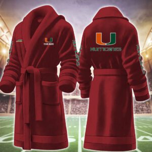 Miami Hurricanes NCAA Personalized Fleece Bathrobe