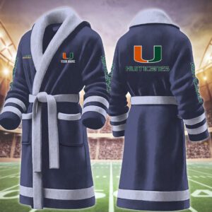 Miami Hurricanes NCAA Personalized Fleece Bathrobe