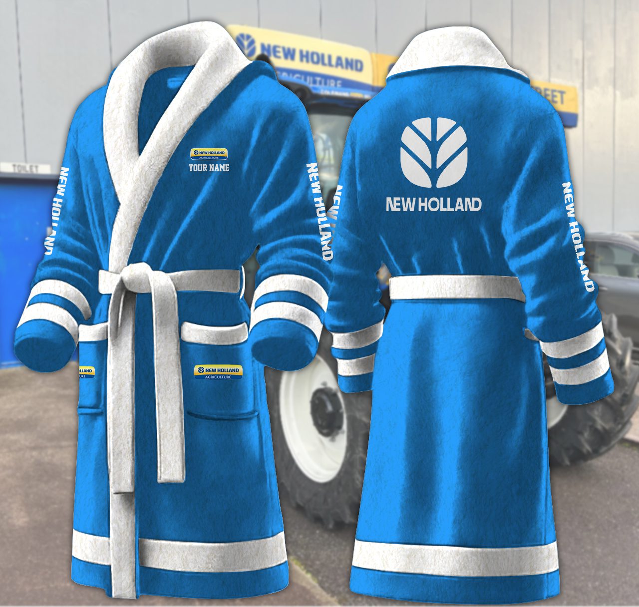 New-Holland-Motocycles-Personalized-Fleece-Bathrobe New Holland Motocycles Personalized Fleece Bathrobe