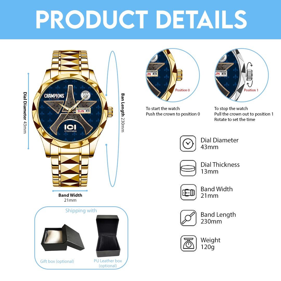 Paris-Saint-Germain-Alloy-Luxury-Quartz-Watch-LWW1026-4