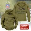 Personalized Baltimore Ravens 2025 Salute to Service Military Green Vintage Quarter Zip Hoodie