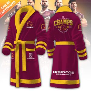 Personalized Brisbane Broncos 3D Bathrobe GNE5004