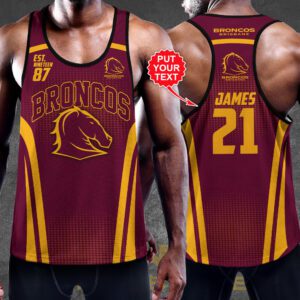 Personalized Brisbane Broncos Y-Back Muscle Tank Top MCT1001