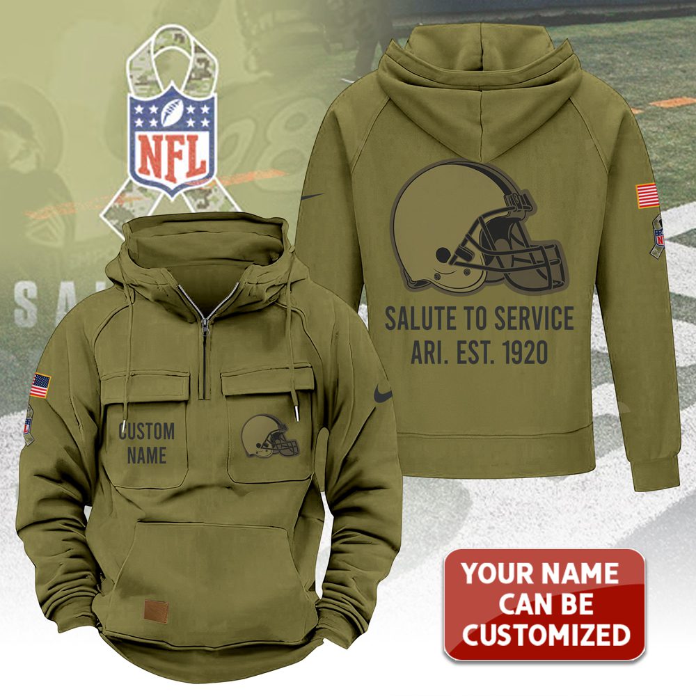 Personalized-Cleveland-Browns-2025-Salute-to-Service-Military-Green-Vintage-Quarter-Zip-Hoodie Personalized Cleveland Browns 2025 Salute to Service Military Green Vintage Quarter Zip Hoodie