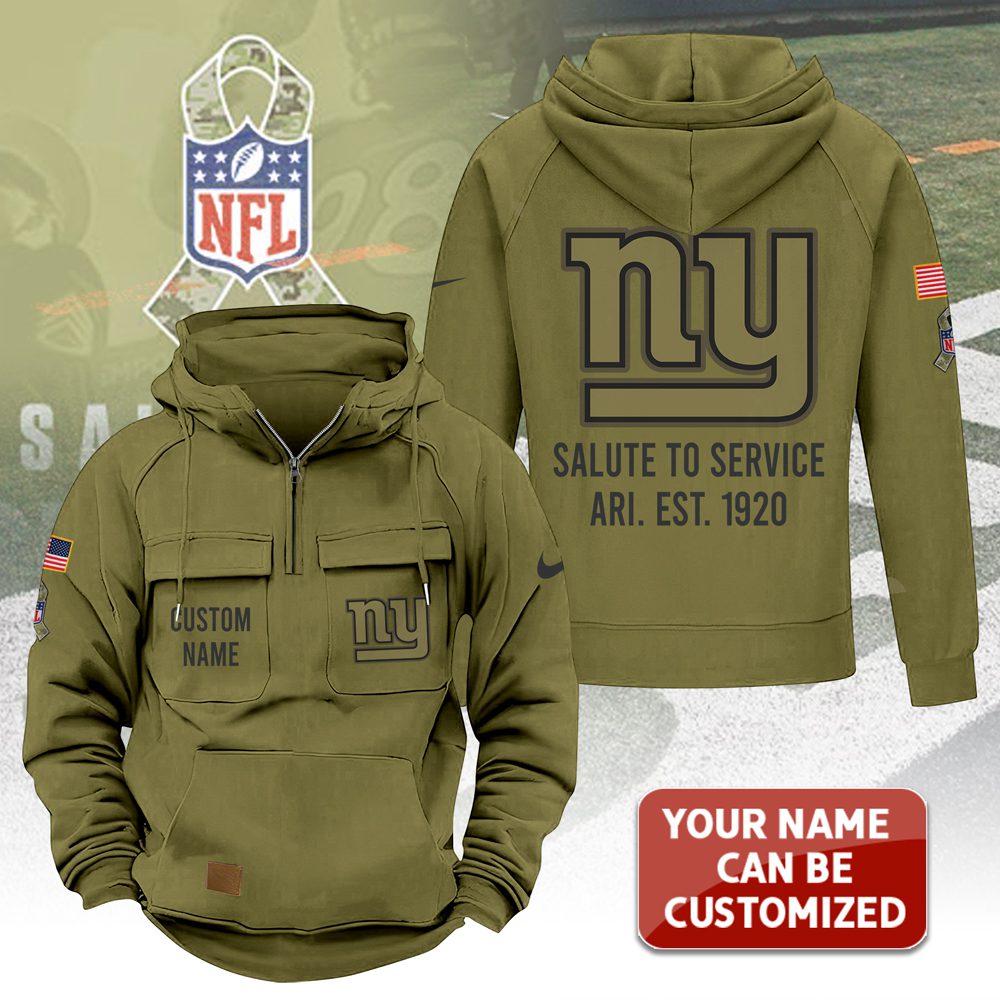 Personalized-New-York-Giants-2025-Salute-to-Service-Military-Green-Vintage-Quarter-Zip-Hoodie Personalized New York Giants 2025 Salute to Service Military Green Vintage Quarter Zip Hoodie