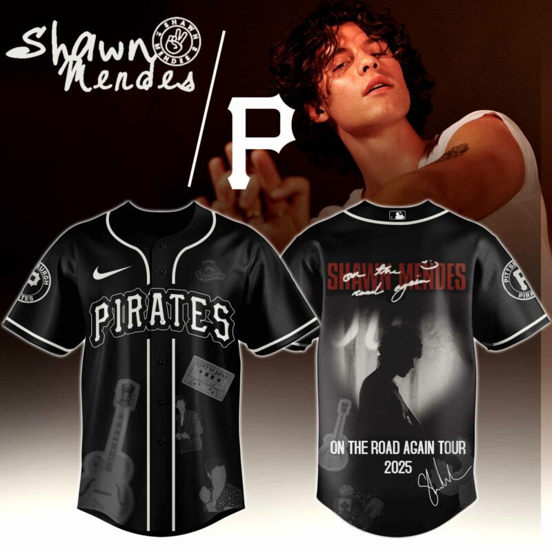 Pittsburgh-Pirates-x-Shawn-Mendes-On-The-Road-Again-World-Tour-Baseball-Jersey Pittsburgh Pirates x Shawn Mendes "On The Road Again World Tour " Baseball Jersey
