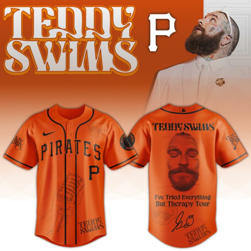 Pittsburgh-Pirates-x-Teddy-Swims-Ive-Tried-Everything-But-Therapy-Tour-Baseball-Jersey Pittsburgh Pirates x Teddy Swims "I've Tried Everything But Therapy Tour" Baseball Jersey