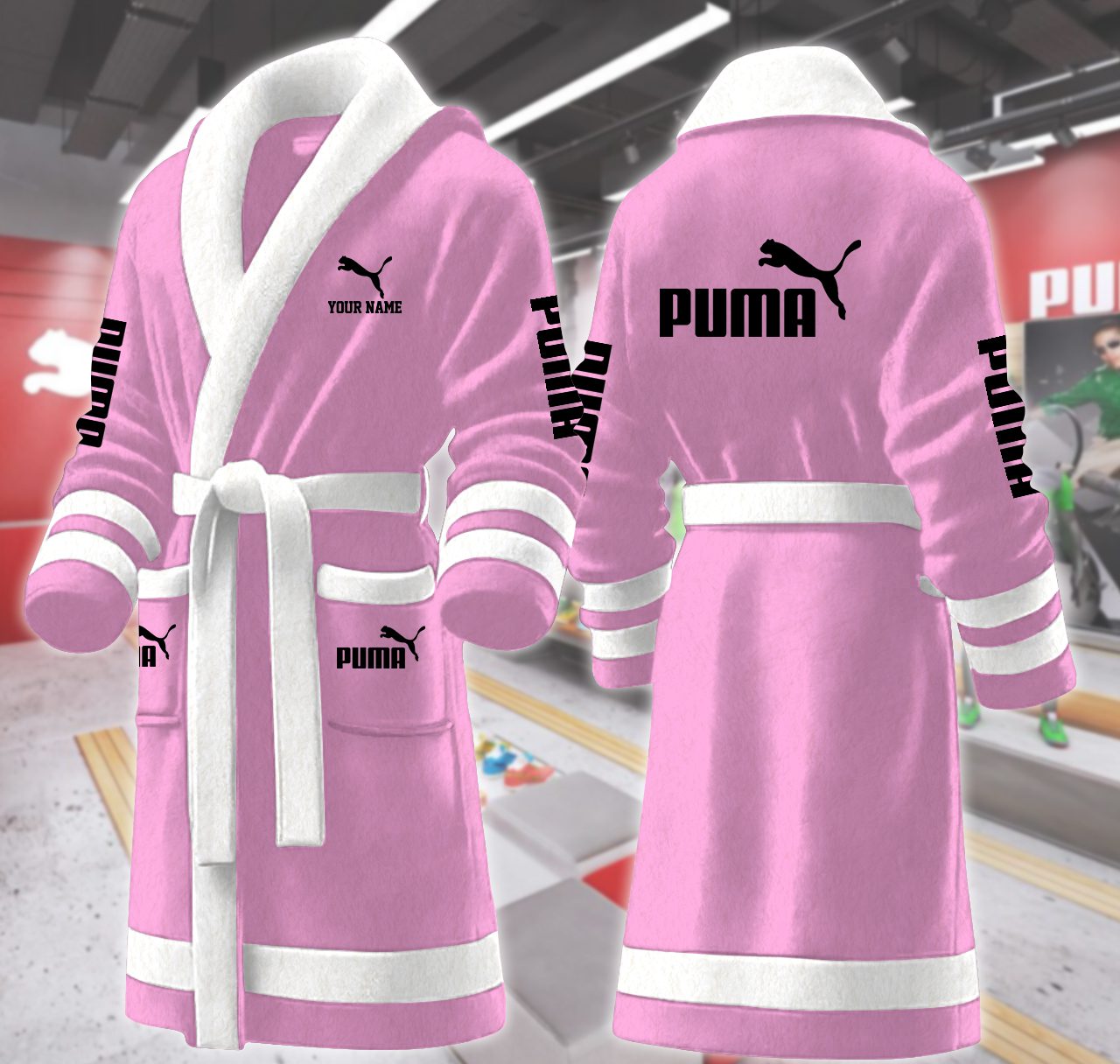 Puma-Motocycles-Personalized-Fleece-Bathrobe Puma Motocycles Personalized Fleece Bathrobe