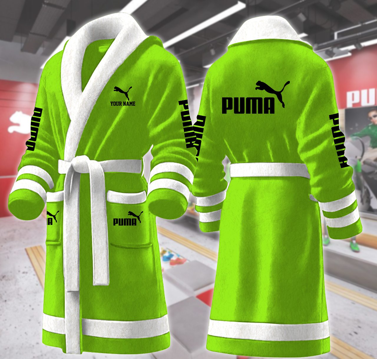 Puma-Motocycles-Personalized-Fleece-Bathrobe Puma Motocycles Personalized Fleece Bathrobe