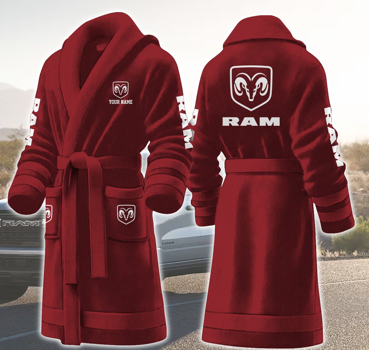 RAM-Motocycles-Personalized-Fleece-Bathrobe RAM Motocycles Personalized Fleece Bathrobe