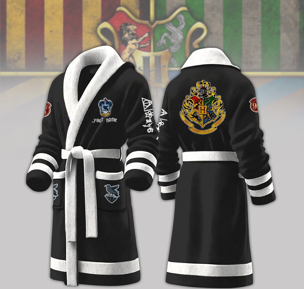 Ravenclaw-House-Harry-Potter-Personalized-Fleece-Bathrobe Ravenclaw House Harry Potter Personalized Fleece Bathrobe