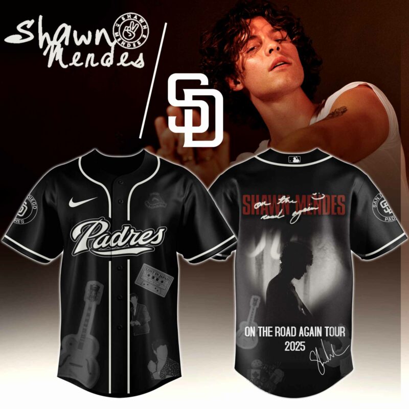 San-Diego-Padres-x-Shawn-Mendes-On-The-Road-Again-World-Tour-Baseball-Jersey San Diego Padres x Shawn Mendes "On The Road Again World Tour " Baseball Jersey