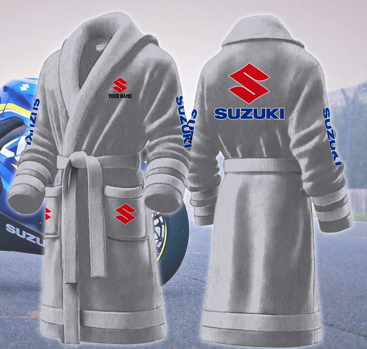 Suzuki-Motocycles-Personalized-Fleece-Bathrobe Suzuki Motocycles Personalized Fleece Bathrobe