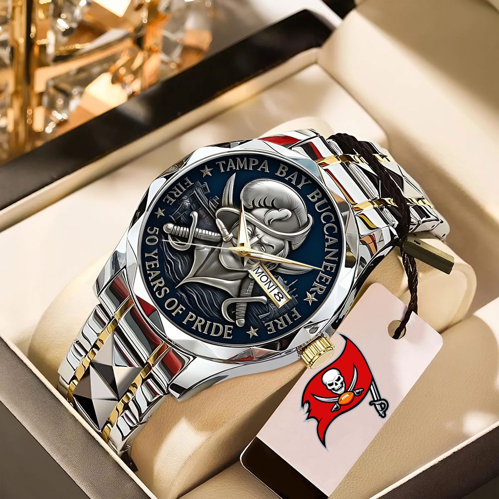 Tampa-Bay-Buccaneers-50th-Anniversary-2025-Alloy-Luxury-Quartz-Watch-ALW1008 Tampa Bay Buccaneers 50th Anniversary 2025 Alloy Luxury Quartz Watch ALW1008