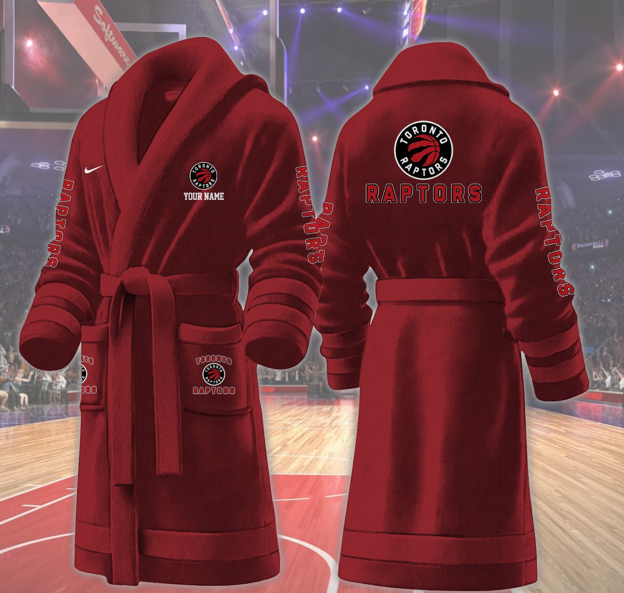 Toronto-Raptors-NBA-Personalized-Fleece-Bathrobe Toronto Raptors NBA Personalized Fleece Bathrobe