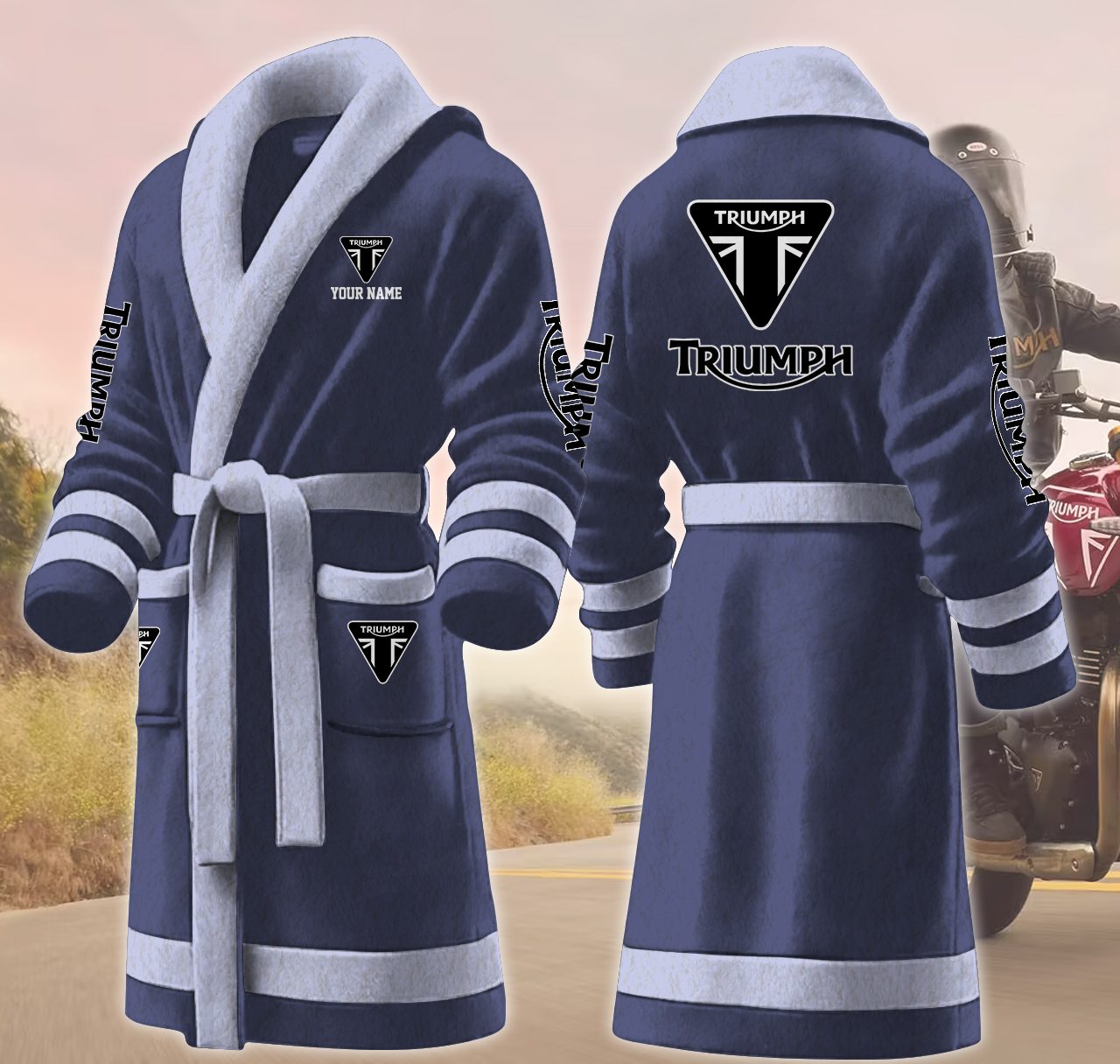 Triumph-Motocycles-Personalized-Fleece-Bathrobe Triumph Motocycles Personalized Fleece Bathrobe