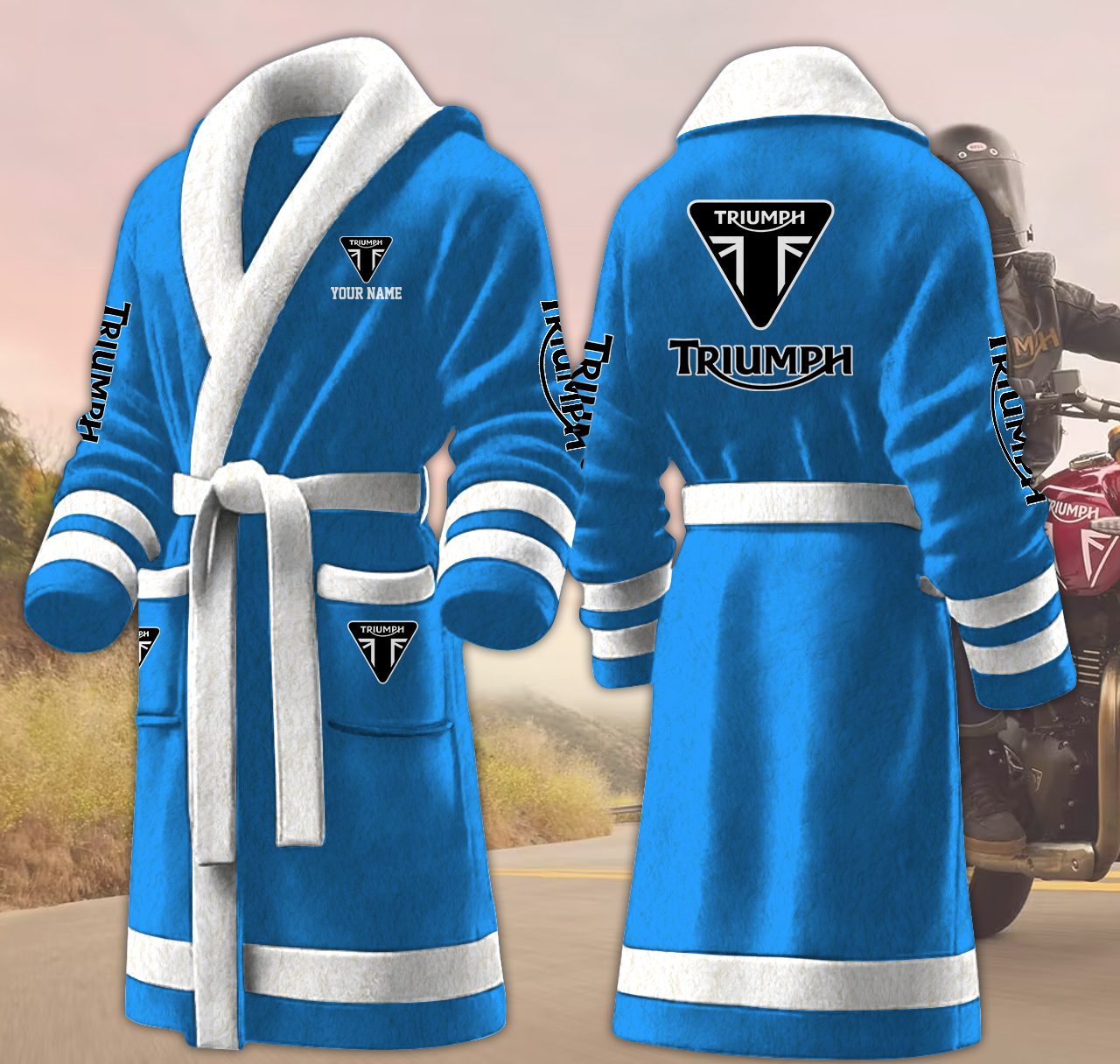 Triumph-Motocycles-Personalized-Fleece-Bathrobe Triumph Motocycles Personalized Fleece Bathrobe