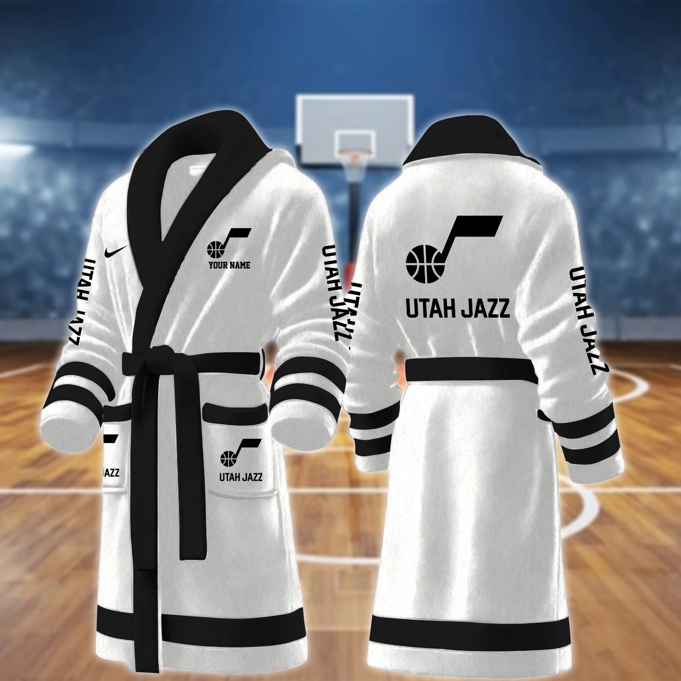 Utah-Jazz-NBA-Personalized-Fleece-Bathrobe Utah Jazz NBA Personalized Fleece Bathrobe