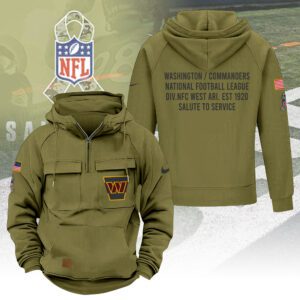 Washington Commanders 2025 Salute to Service Military Green Vintage Quarter Zip Hoodie