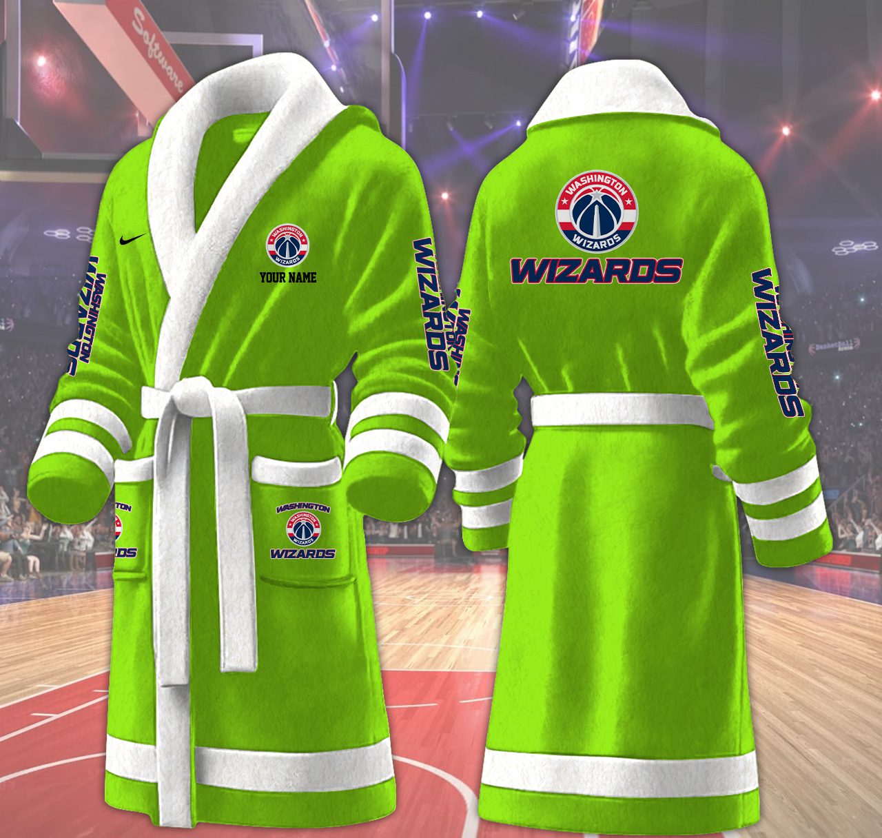 Washington-Wizards-NBA-Personalized-Fleece-Bathrobe Washington Wizards NBA Personalized Fleece Bathrobe