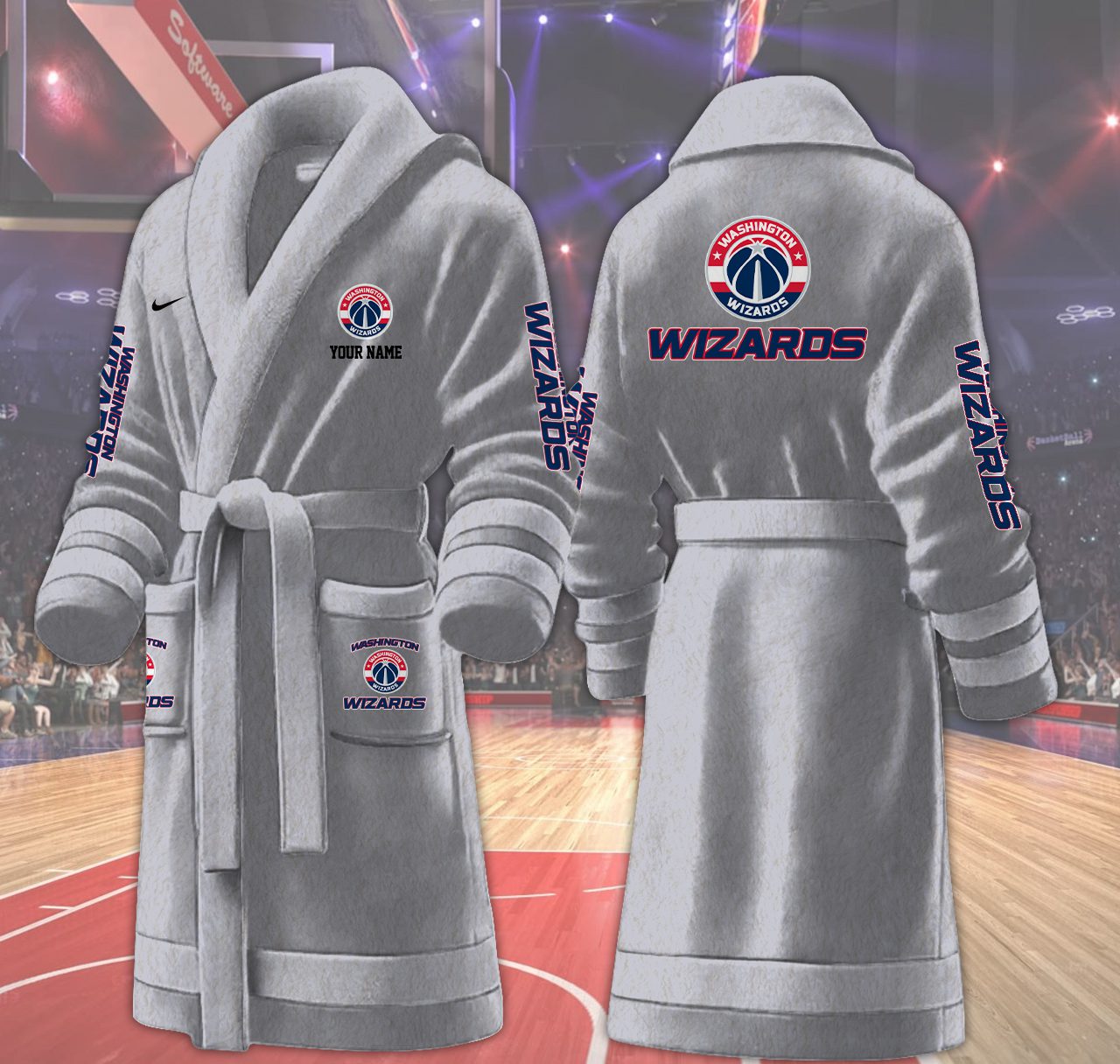 Washington-Wizards-NBA-Personalized-Fleece-Bathrobe Washington Wizards NBA Personalized Fleece Bathrobe