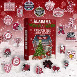 Alabama Crimson Tide Advent Calendar Acrylic Hanging Decor Box 2025 - Christmas Gift