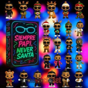 Bad Bunny Siempre Papi, Never Santa Advent Calendar Acrylic Hanging Decor Box 2025