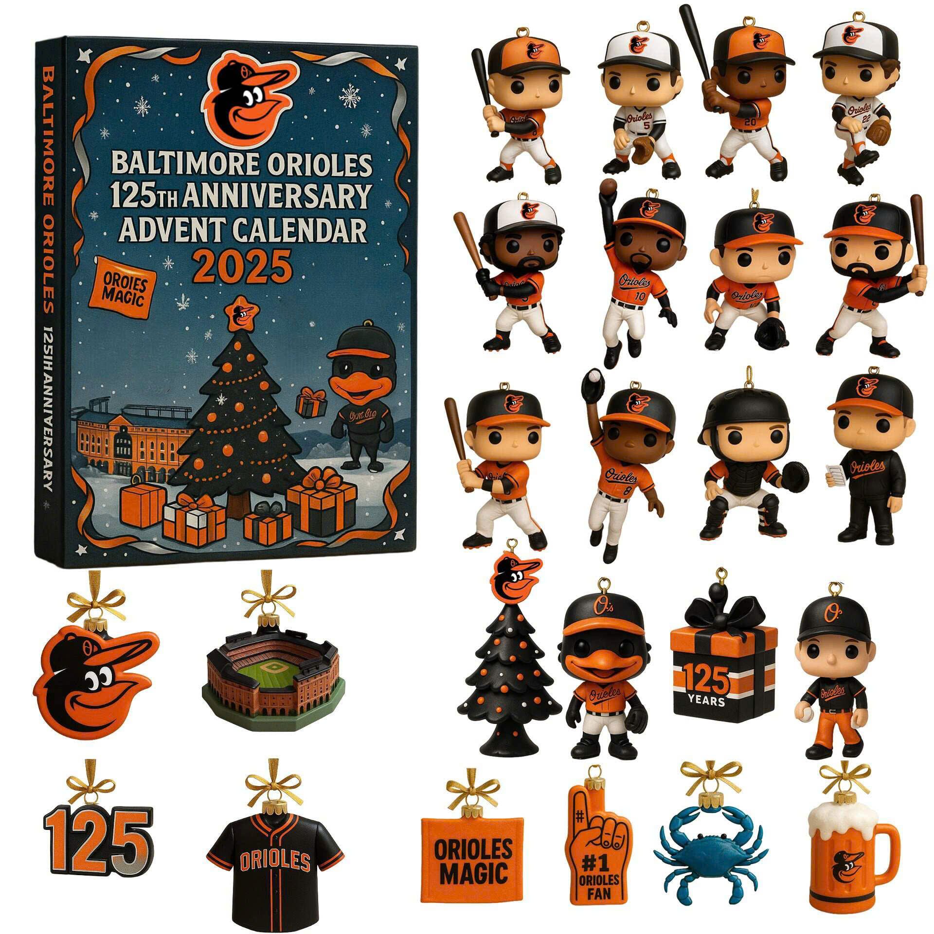 Baltimore-Orioles-125Th-Anniversary-Advent-Calendar-Acrylic-Hanging-Decor-Box-2025 Baltimore Orioles 125Th Anniversary Advent Calendar Acrylic Hanging Decor Box 2025