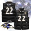Baltimore Ravens Unisex Puffer Vest Sleeveless Down Jacket- Black / Derrick Henry - 22